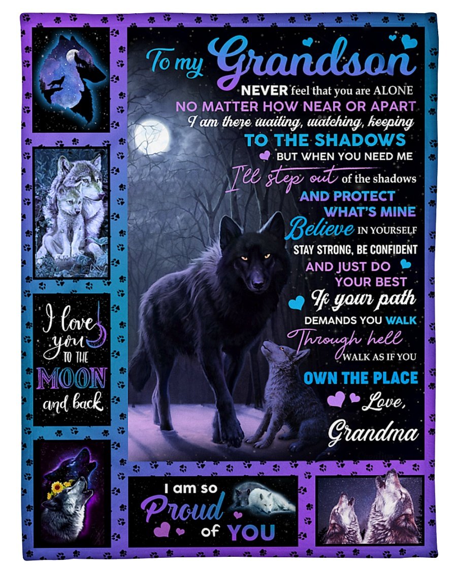 Wolf To My Grandson Never Feel That You Are Alone Fleece Blanket Gift From Grandma Gift For Wolf Lovers Home Decor Bedding Couch Sofa Soft And Comfy Cozy 1631180424250.jpg