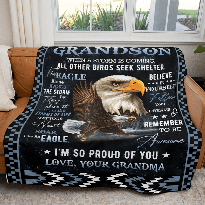 To My Grandson Remember To Be Awesome Fleece Blanket Gift For Family, Birthday, Grandmother To Grandson Gift Home Decor Bedding Couch Sofa Soft And Comfy 1631246065443.png