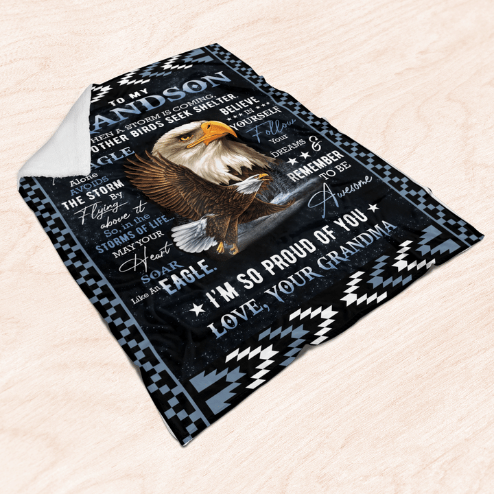 To My Grandson Remember To Be Awesome Fleece Blanket Gift For Family, Birthday, Grandmother To Grandson Gift Home Decor Bedding Couch Sofa Soft And Comfy 1631246066004.png