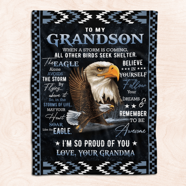 To My Grandson Remember To Be Awesome Fleece Blanket Gift For Family, Birthday, Grandmother To Grandson Gift Home Decor Bedding Couch Sofa Soft And Comfy 1631246066520.png