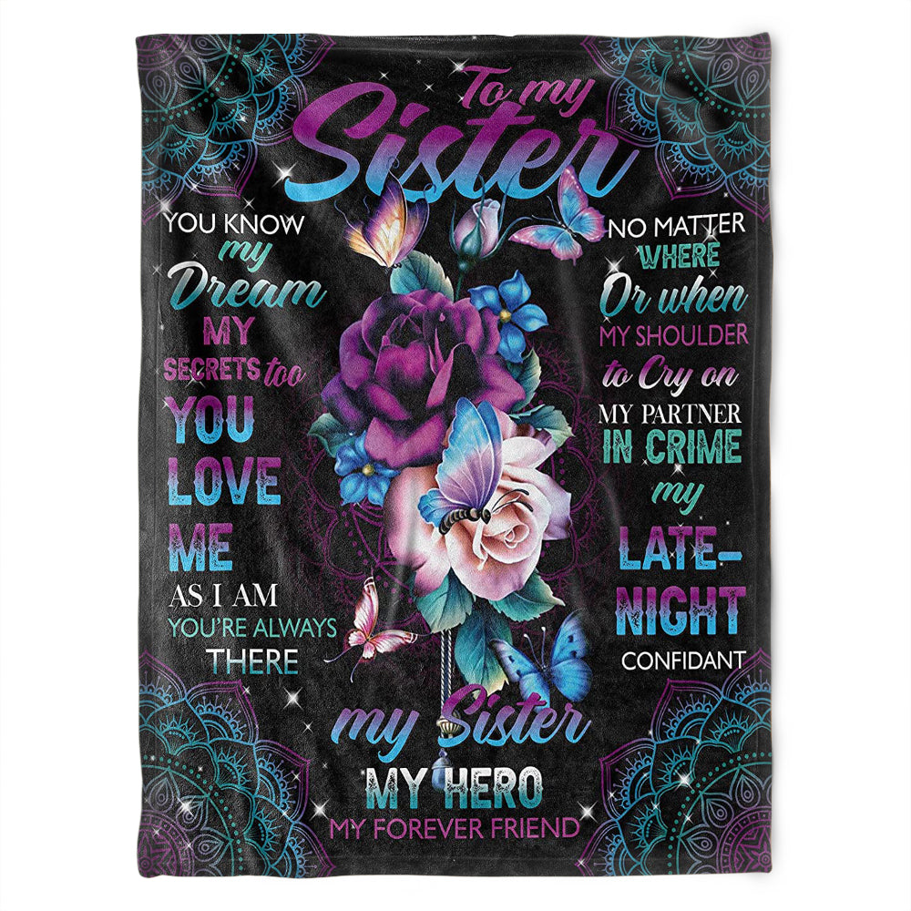 To My Sister Blanket, My Sister, My Hero,My Forever Friend. Gift For Sister Family Home Decor Bedding Couch Sofa Soft and Comfy Cozy 1631503931684.jpg