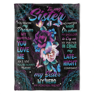 To My Sister Blanket, My Sister, My Hero,My Forever Friend. Gift For Sister Family Home Decor Bedding Couch Sofa Soft and Comfy Cozy 1631503931684.jpg