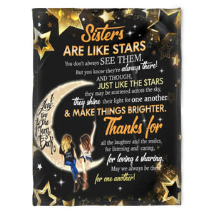 Gift For Sister Blanket, Sisters I Love You To The Moon And Back 1631507175342.jpg