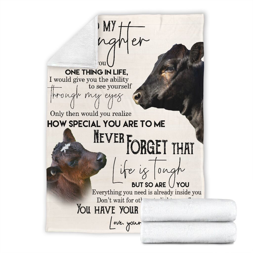 To My Daughter If I Could Give You One Thing In Life Angus Cow Blanket Gift For Daughetr, Cow Lover Birthday Gift Home Decor Bedding Couch Sofa Soft And Comfy Cozy 1631525304910.jpg