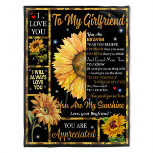 Flower Blanket. To My Girlfriend, You Are My Sunshine, Love You Boyfriend. Gift For Girlfriend Family Home Decor Bedding Couch Sofa Soft And Comfy Cozy 1631589097414.jpg