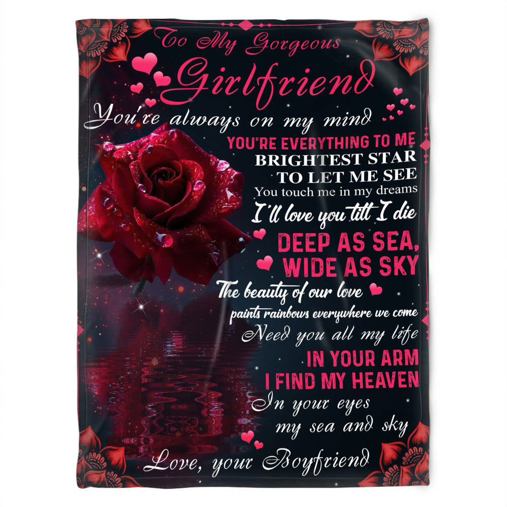 Best Valentine Gift For Girlfriend, Roses Blanket, You're Always On My Mind. Gift For Girlfriend Family Home Decor Bedding Couch Sofa Soft And Comfy Cozy 1631592133082.jpg