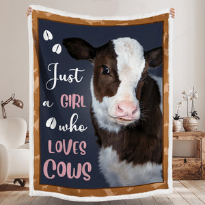 Just A Girl Who Loves Cows Blanket Gift For Friend Family, Gift For Cow Lover Home Decor Bedding Couch Sofa Soft And Comfy Cozy  1631594451291.jpg