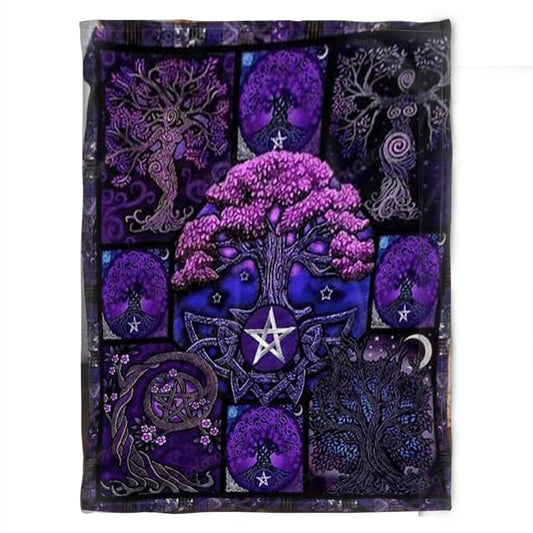 Witch Halloween Tree Of Life Wicca Purple Quilt Blanket For Halloween Day Fleece Blanket Home Decor Bedding Couch Sofa Soft And Comfy Cozy 1631603248247.jpg
