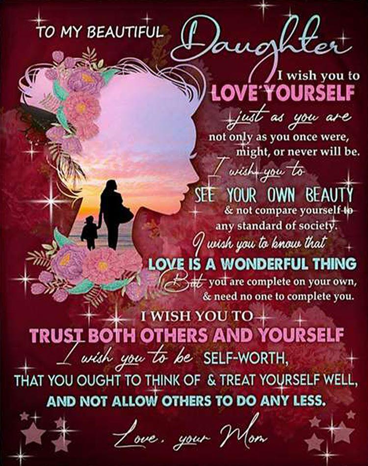 Daughter Blanket From Mom To My Beautiful Daughter I Wish You To Love Yourself Just Flowers Stars Red Blanket Home Decor Bedding Couch Sofa Soft And Comfy Cozy  1631604359055.jpg