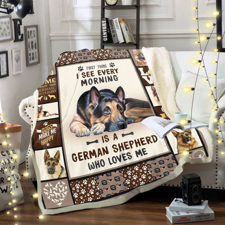 First Morning German Shepherd Dog Fleece Blanket, German Shepherd Dog Lovers Gift For Family & Friends Gift Home Decor Bedding Couch Sofa Soft And Comfy Cozy 1631933603880.jpg