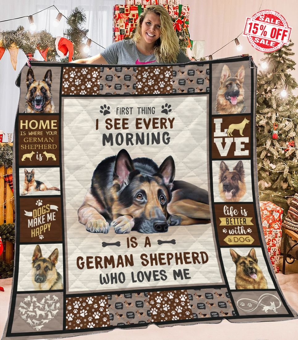 First Morning German Shepherd Dog Fleece Blanket, German Shepherd Dog Lovers Gift For Family & Friends Gift Home Decor Bedding Couch Sofa Soft And Comfy Cozy 1631933604196.jpg