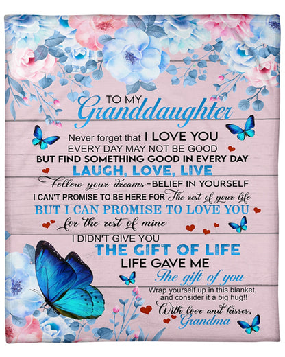 To My Granddaughter But I Can Promise To Love You Floral Butterflies Blanket Gift From Grandma Home Decor Bedding Couch Sofa Soft And Comfy Cozy 1632113038714.jpg