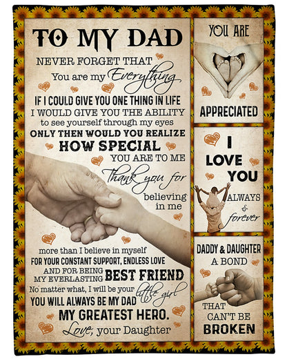 Gift For Father Blanket, To My Dad Daddy And Daughter A Bond That Can't Be Broken Blanket 1632128017568.jpg