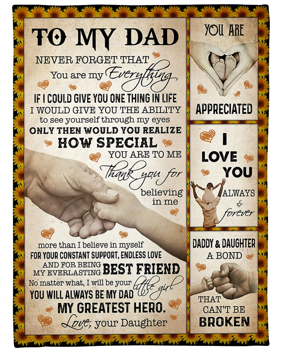 Gift For Father Blanket, To My Dad Daddy And Daughter A Bond That Can't Be Broken Blanket 1632128017568.jpg