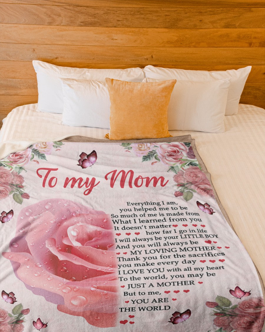 Personalized Name Blanket - Gifts For Mom From Son - Good Birthday Mother's Day Gifts For Mom - I Love You With All My Heart Rose Butterfly 1632129946444.jpg