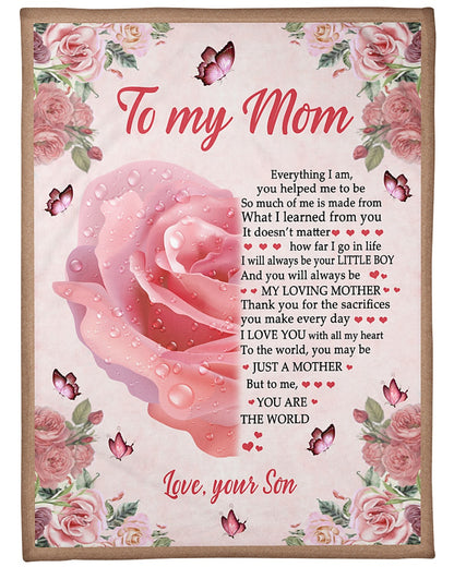 Personalized Name Blanket - Gifts For Mom From Son - Good Birthday Mother's Day Gifts For Mom - I Love You With All My Heart Rose Butterfly 1632129946879.jpg