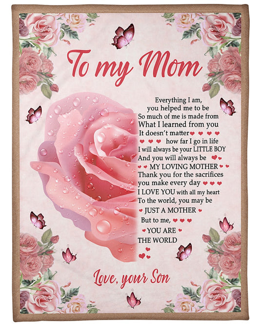 Personalized Name Blanket - Gifts For Mom From Son - Good Birthday Mother's Day Gifts For Mom - I Love You With All My Heart Rose Butterfly 1632129946879.jpg