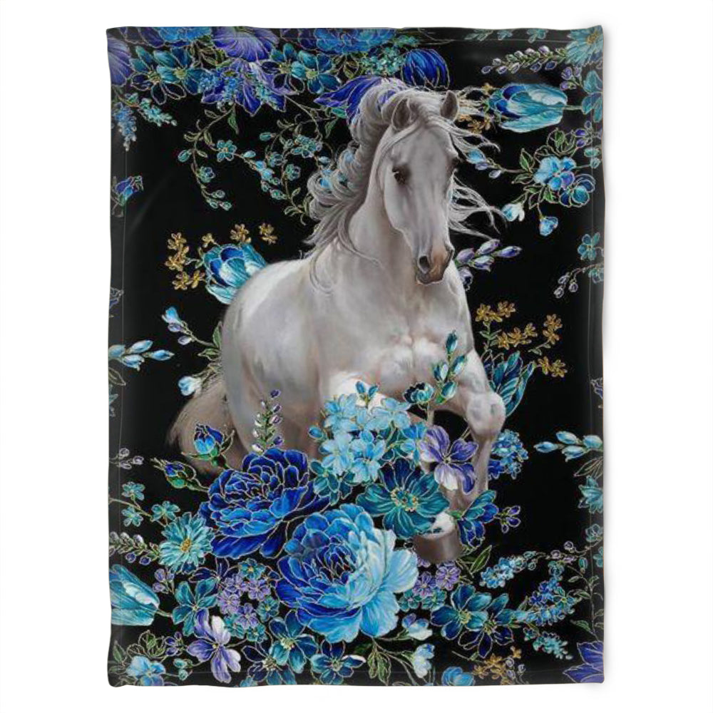 Horse Blanket, Horse And Flower, Fleece Blanket.gift Home Decor Bedding Couch Sofa Soft And Comfy Cozy 1632293118797.jpg