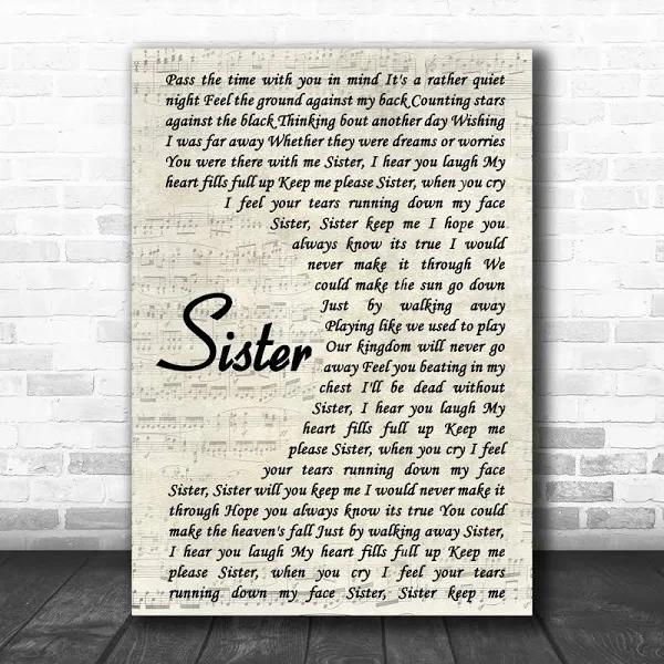 Gift For Sister Canvas Dave Matthews Sister Vintage Script Song Lyric Music Print 1632448192581.jpg