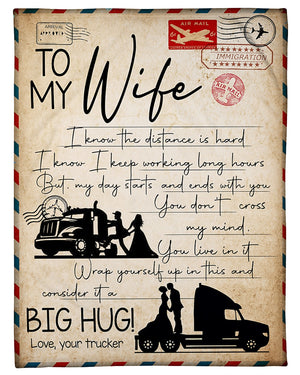 To My Wife Personalized Name Throw Blankets-birthday Valentine's Gifts For Wife-trucker I Know The Distance Is Hard 1632476348615.jpg