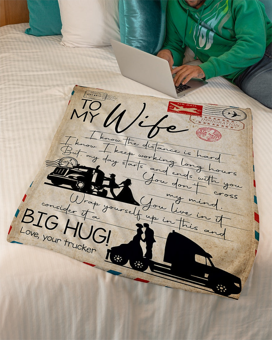 To My Wife Personalized Name Throw Blankets-birthday Valentine's Gifts For Wife-trucker I Know The Distance Is Hard 1632476348690.jpg