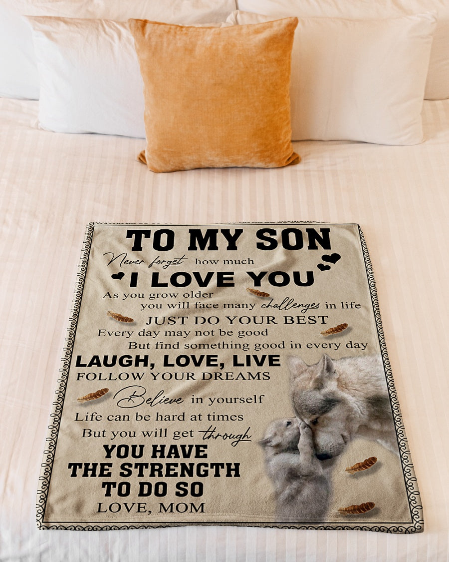 To My Son Just Do Your Best Wolf Mom Blanket Gift For Son From Mom Birthday Gift Home Decor Bedding Couch Sofa Soft and Comfy Cozy 1632725611982.jpg