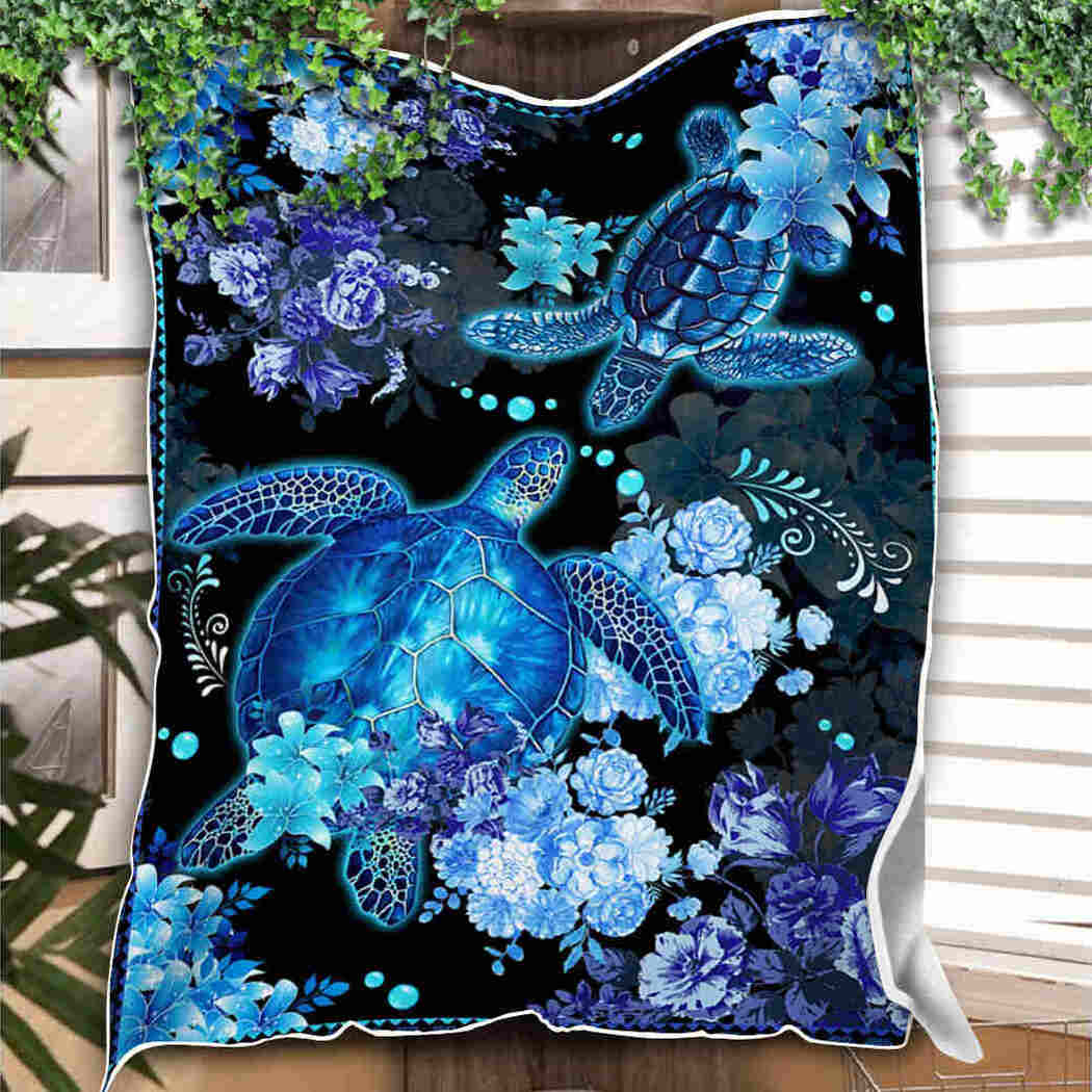 Turtles And Flower Galaxy Blanket,i Love Sea Blanket,soft Blanket, Fleece Blanket.gift For Friend Family Home Decor Bedding Couch Sofa Soft And Comfy Cozy 1632813020148.jpg