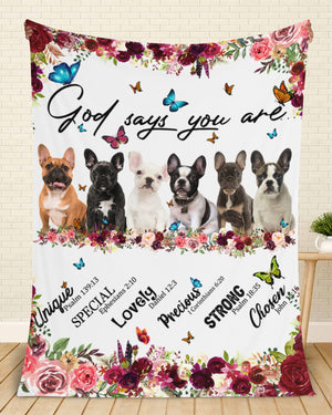 French Bulldog - God Says You Are - Floral Butterflies Blanket Gift For Dog Lovers Birthday Gift Home Decor Bedding Couch Sofa Soft And Comfy Cozy 1632907896349.jpg