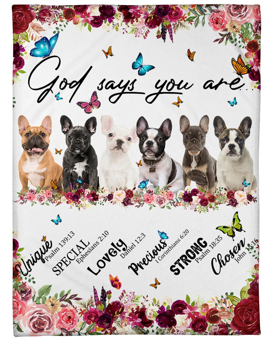 French Bulldog - God Says You Are - Floral Butterflies Blanket Gift For Dog Lovers Birthday Gift Home Decor Bedding Couch Sofa Soft And Comfy Cozy 1632907896911.jpg