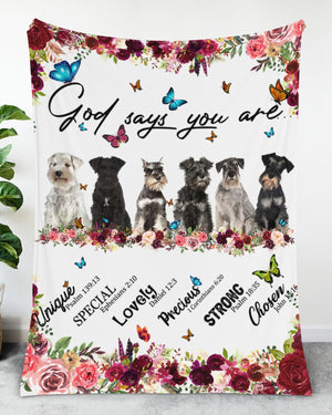 Miniature Schnauzer - God Says You Are - Floral Butterflies Blanket Gift For Dog Lovers Birthday Gift Home Decor Bedding Couch Sofa Soft And Comfy Cozy 1632910210692.jpg