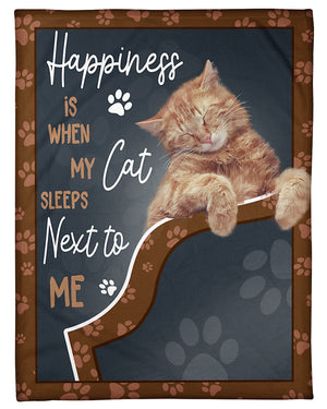 Happiness Is When My Cat Sleeps Next To Me Blanket Gift For Cat Lovers Birthday Gift Home Decor Bedding Couch Sofa Soft And Comfy Cozy 1632987802131.jpg