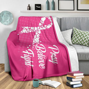 Breast Cancer Blanket, Pray Believe Faith Blanket Fight Cancer Blanket Cancer Survivor Blanket 1633150292700.jpg