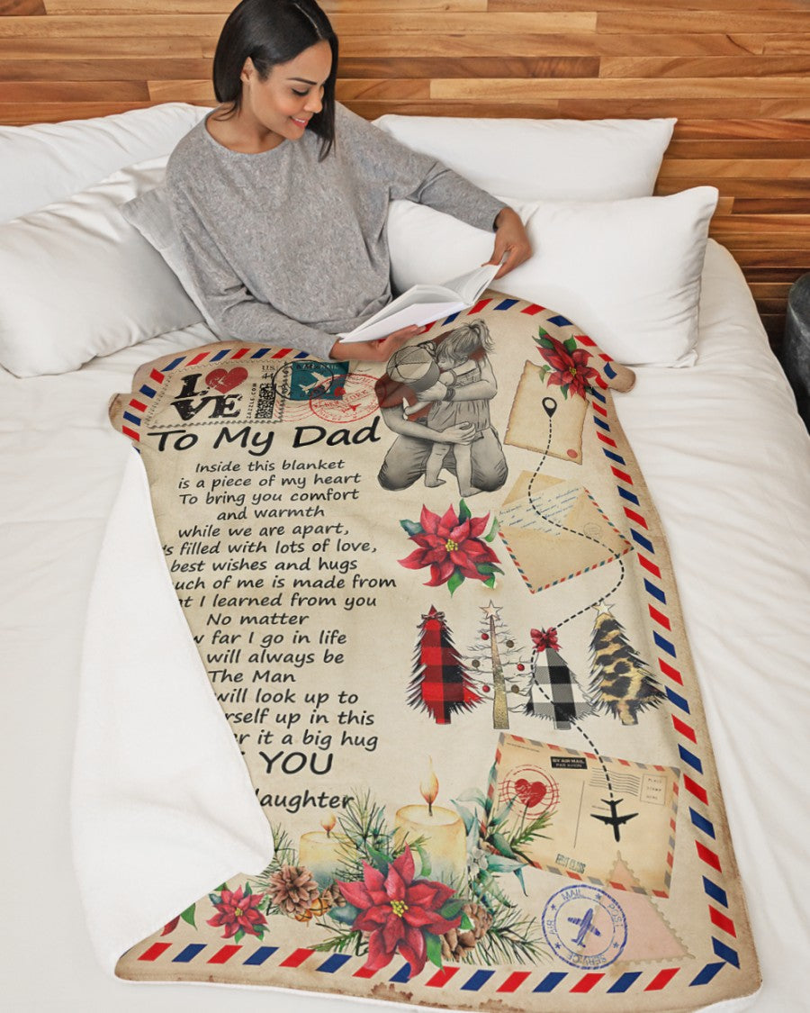 Letter To My Dad Fleece Blanket, Love Air Mail New York Gift For Dad From Daughter Birthday Gift Home Decor Bedding Couch Sofa Soft 1633336359074.jpg