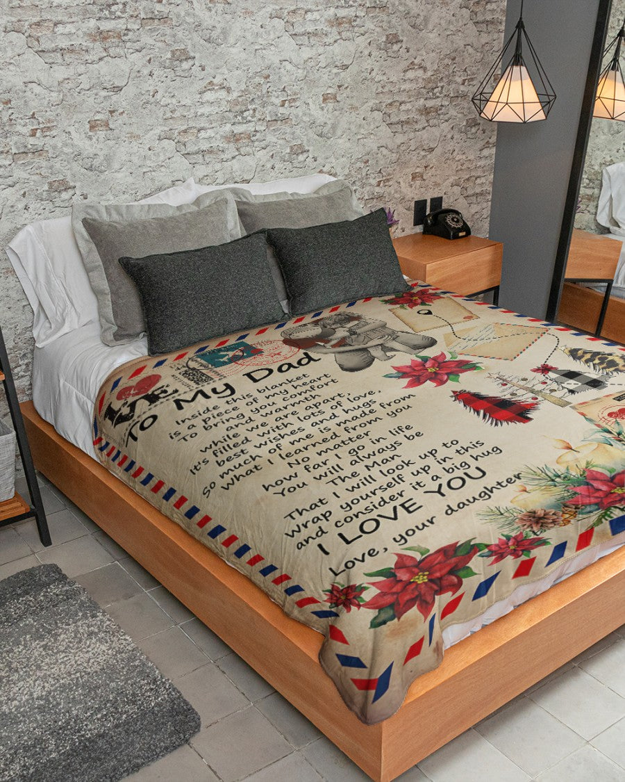 Letter To My Dad Fleece Blanket, Love Air Mail New York Gift For Dad From Daughter Birthday Gift Home Decor Bedding Couch Sofa Soft 1633336359306.jpg