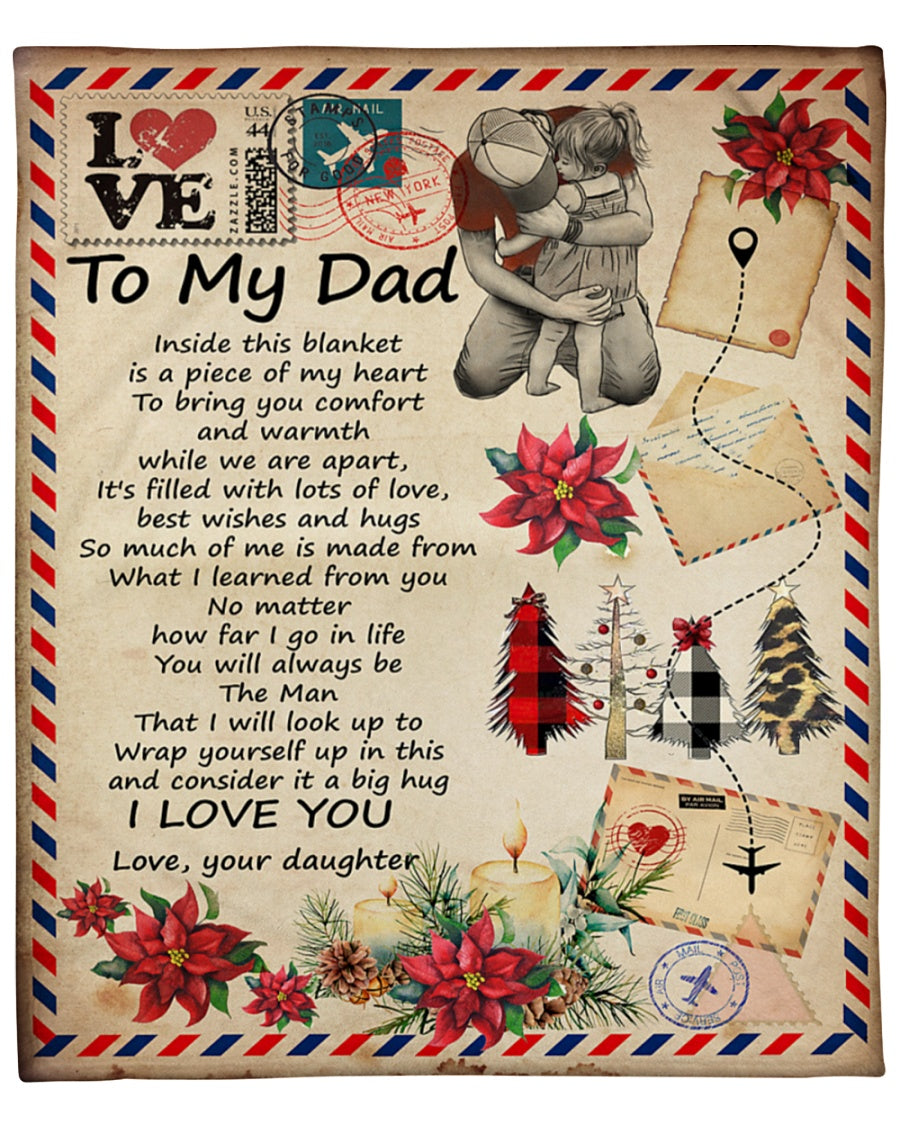 Letter To My Dad Fleece Blanket, Love Air Mail New York Gift For Dad From Daughter Birthday Gift Home Decor Bedding Couch Sofa Soft 1633336359389.jpg