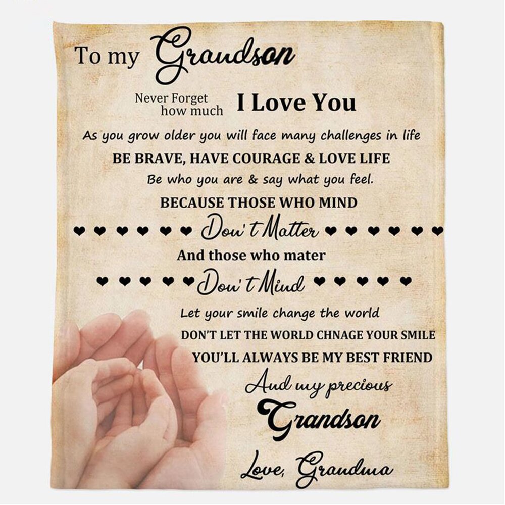 From Grandma To My Grandson - Never Forget How Much I Love You Fleece Blanket Gift For Grandson From Grandma Birthday Gift Home Decor Bedding Couch Sofa Soft 1633510646422.jpg