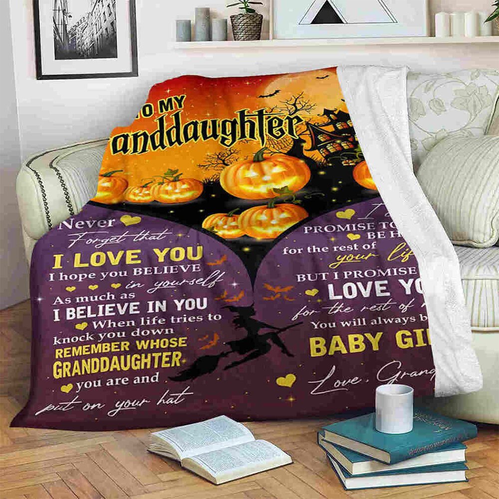 From Grandma To My Granddaughter Never Forget That I Love You Halloween Pumpkin Fleece Blanket Gift For Granddaughter From Grandma Birthday Gift Home Decor Bedding Couch Sofa Soft 1633511035221.jpg