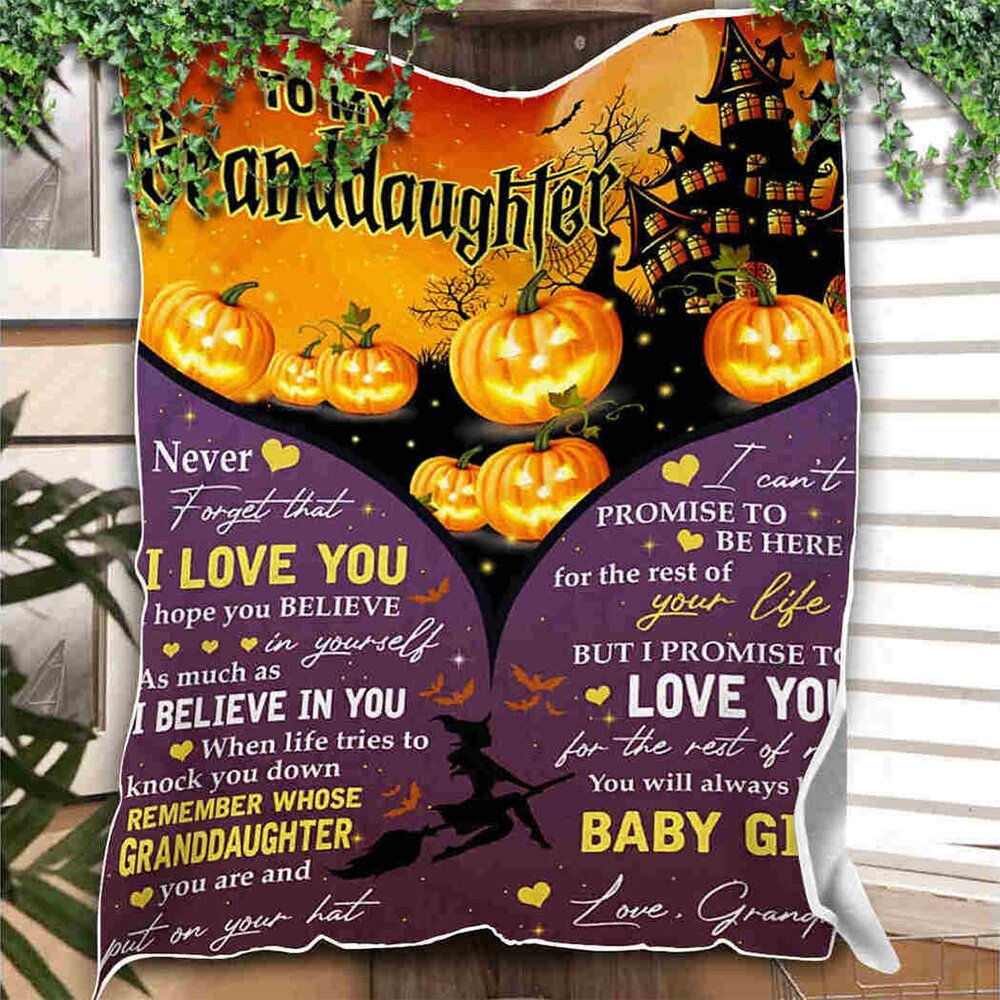 From Grandma To My Granddaughter Never Forget That I Love You Halloween Pumpkin Fleece Blanket Gift For Granddaughter From Grandma Birthday Gift Home Decor Bedding Couch Sofa Soft 1633511035426.jpg