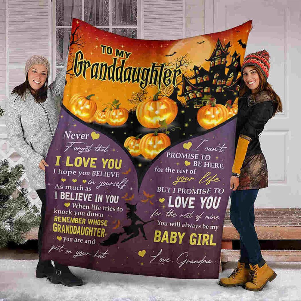 From Grandma To My Granddaughter Never Forget That I Love You Halloween Pumpkin Fleece Blanket Gift For Granddaughter From Grandma Birthday Gift Home Decor Bedding Couch Sofa Soft 1633511035490.jpg