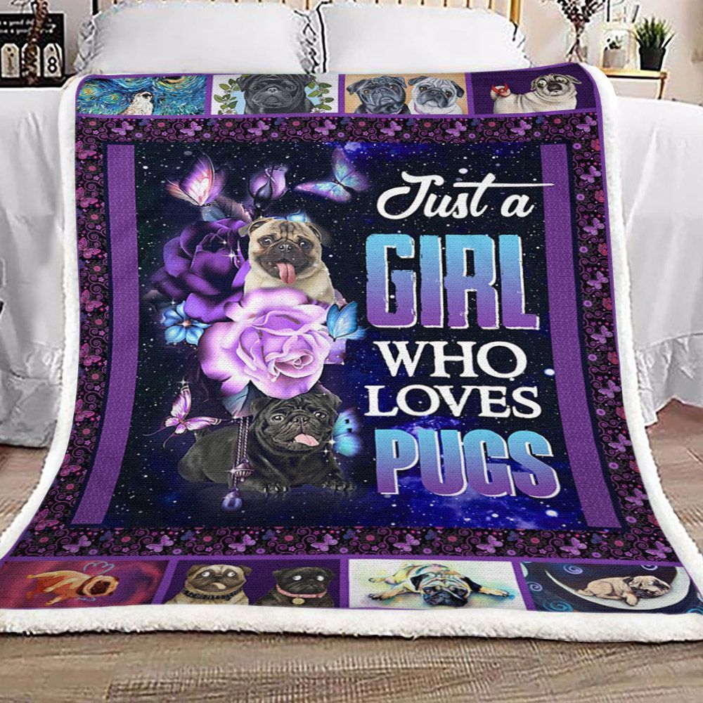 Dog Blanket, Just A Girl Who Loves Pug Purple Rose Blanket Gift For Dog Lovers Birthday Gift Home Decor Bedding Couch Sofa Soft And Comfy Cozy 1633513312030.jpg