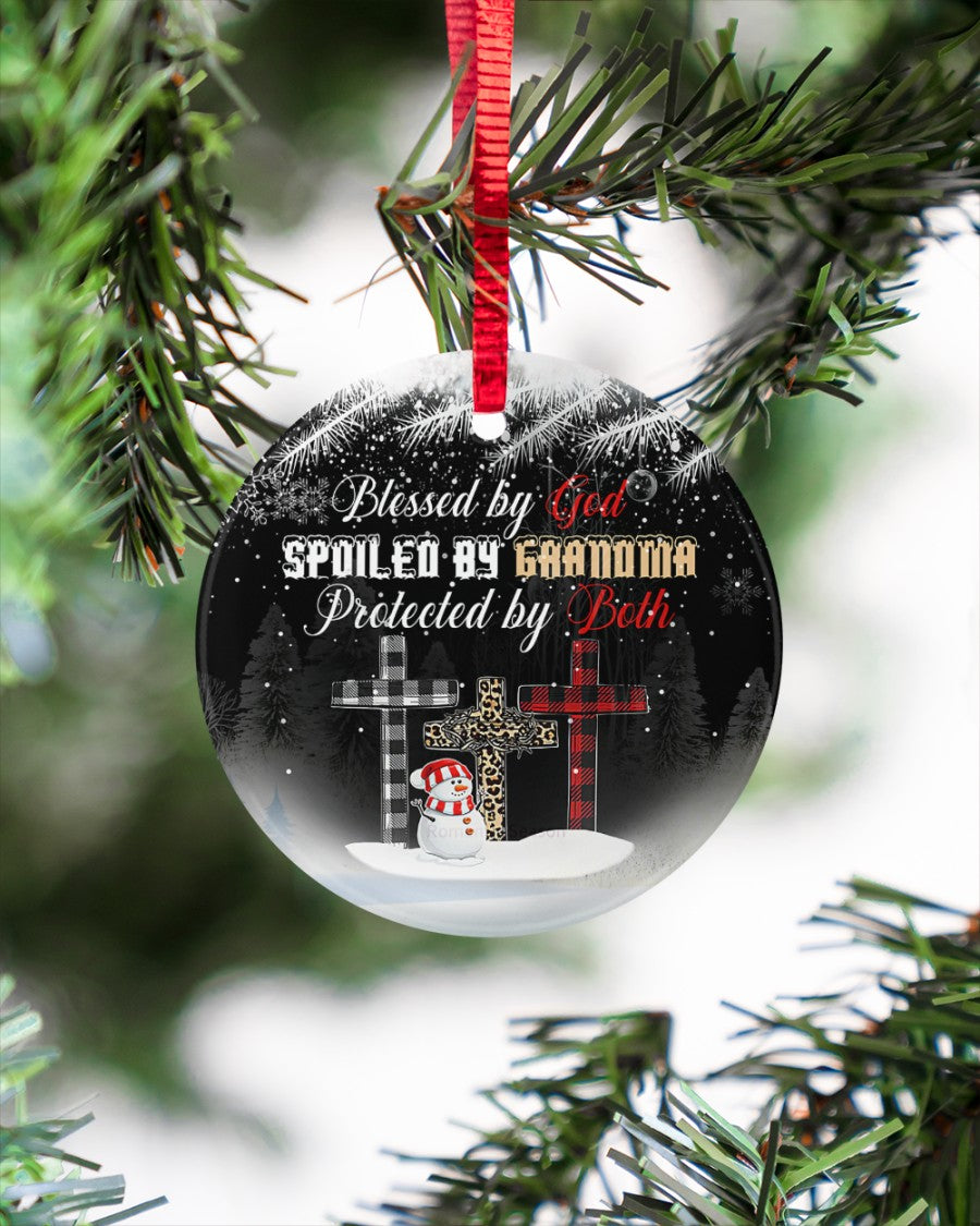 Grandma - Blessed By God Spoiled By Grandma Circle Ornament, Gift Porcelain Ceramic Home Decorations Ornament Pendant Gift Idea For Christmas Tree D cor 1633598071704.jpg