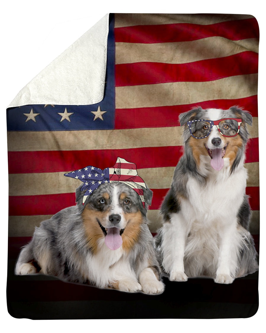Aussies Couple America Flag Fleece Blanket, Gift For Dog Lovers, Gift For Family Friends Gift Home Decor Bedding Couch Sofa Soft And Comfy Cozy 1633682948187.jpg