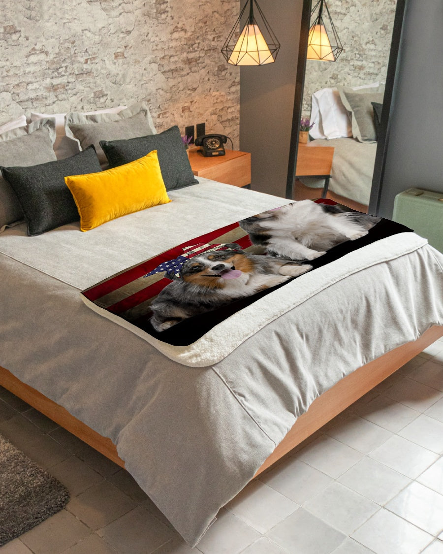 Aussies Couple America Flag Fleece Blanket, Gift For Dog Lovers, Gift For Family Friends Gift Home Decor Bedding Couch Sofa Soft And Comfy Cozy 1633682948382.jpg