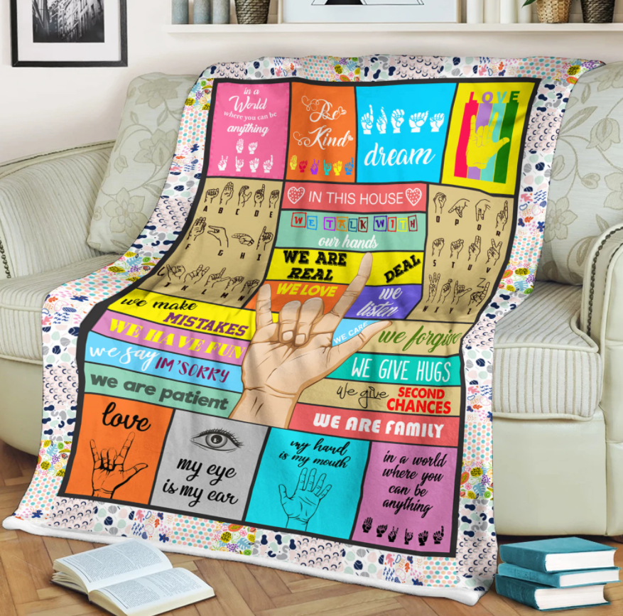 Sign Language In This House We Talk With Our Hand Blanket Gift For Friend Family Birthday Gift Home Decor Bedding Couch Sofa Soft and Comfy Cozy 1633686952732.png