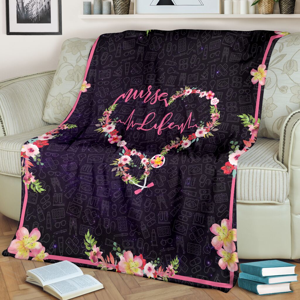 Nurse - Life Heart Floral Blanket Gift For Nurse Birthday Gift Home Decor Bedding Couch Sofa Soft And Comfy Cozy 1633941921899.jpg