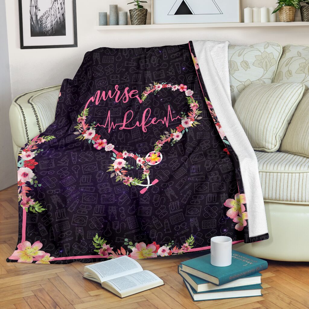 Nurse - Life Heart Floral Blanket Gift For Nurse Birthday Gift Home Decor Bedding Couch Sofa Soft And Comfy Cozy 1633941922460.jpg