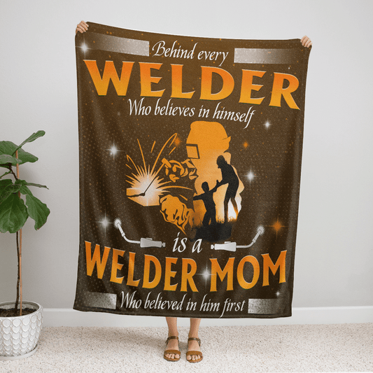 Behind Every Welder Is A Welder Mom Blanket Gift For Mom Birthday Gift Home Decor Bedding Couch Sofa Soft And Comfy Cozy 1633942698983.png