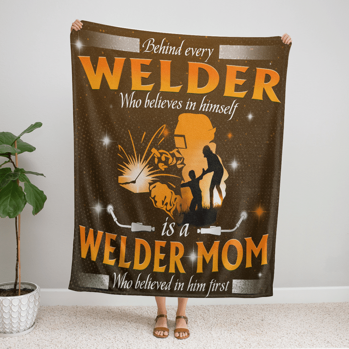 Behind Every Welder Is A Welder Mom Blanket Gift For Mom Birthday Gift Home Decor Bedding Couch Sofa Soft And Comfy Cozy 1633942698983.png