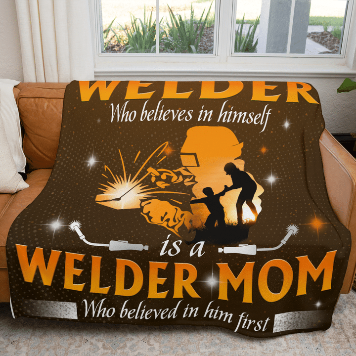 Behind Every Welder Is A Welder Mom Blanket Gift For Mom Birthday Gift Home Decor Bedding Couch Sofa Soft And Comfy Cozy 1633942699042.png