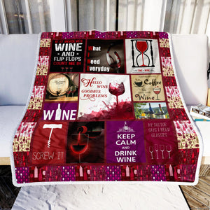 Hello Wine Goodbye Problems Fleece Blanket Home Decor Bedding Couch Sofa Soft And Comfy Cozy Gift For Friend Family, Birthday Gift 1633946068443.jpg